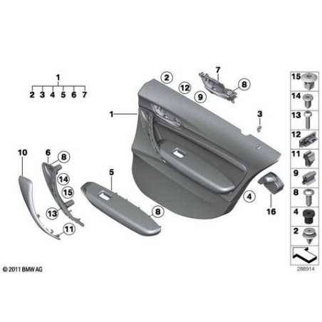 Revetement de porte arriere droite tissu