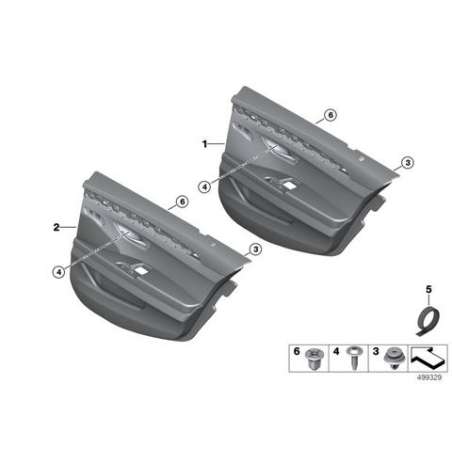 Revetement de porte arriere gauche tissu