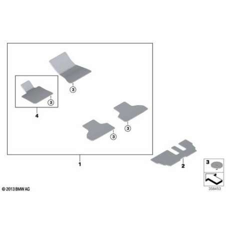 Tapis de sol velours 3ème rangée sièges