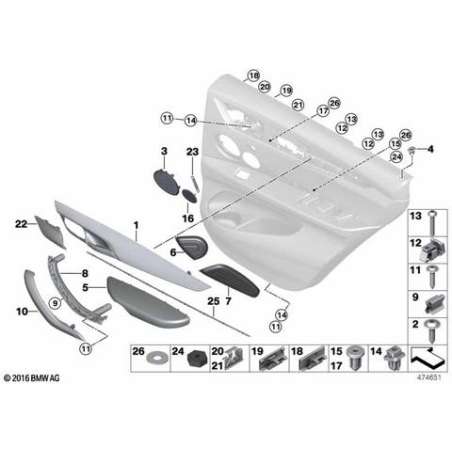 Cache poignee interieur cuir gauche