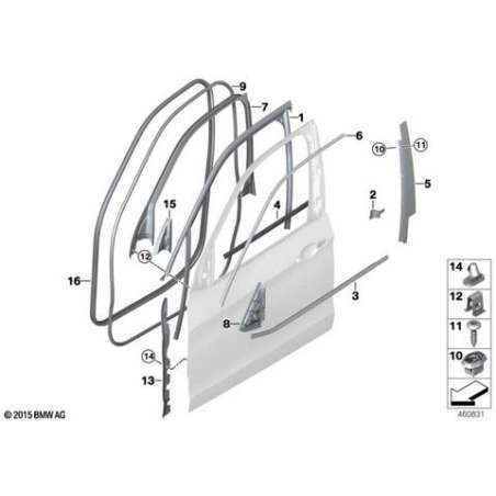 Cache cadre de vitre sup. porte AvD