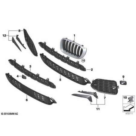 Grille de décor avant droite