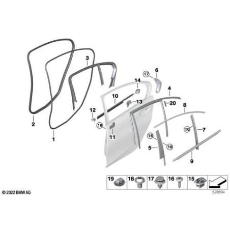 Cache encadrement vitre porte arr drt