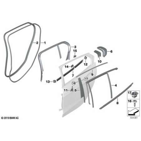 Cache encadrement vitre porte arr drt