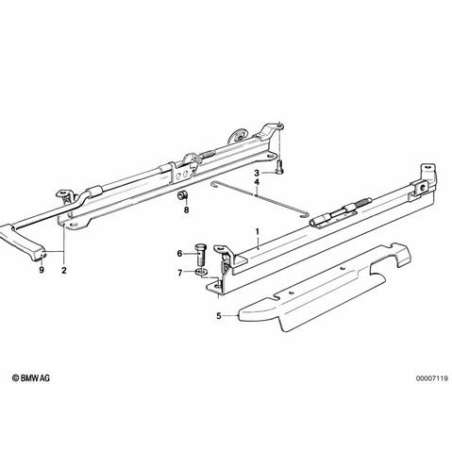 Glissiere exterieure gauche de siege