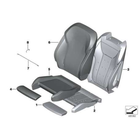Revetement dossier sport cuir gauche