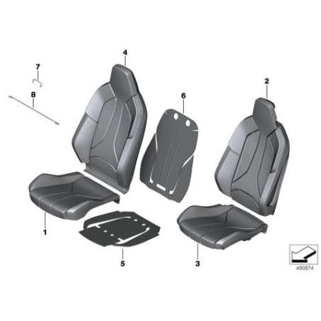 Garnissage siège sport tissu/cuir droit