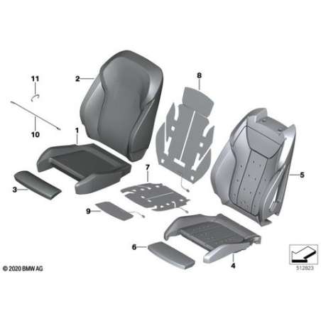 Revetement dossier sport cuir gauche