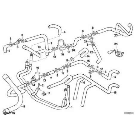 Tuyau admission-moteur et soupape d'eau