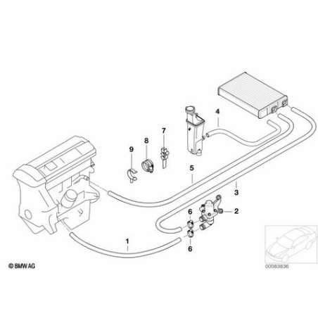 Tuyau admission-moteur et soupape d'eau