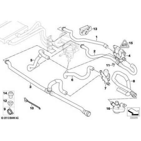 Tuyau p valve commut./pompe a eau addit.