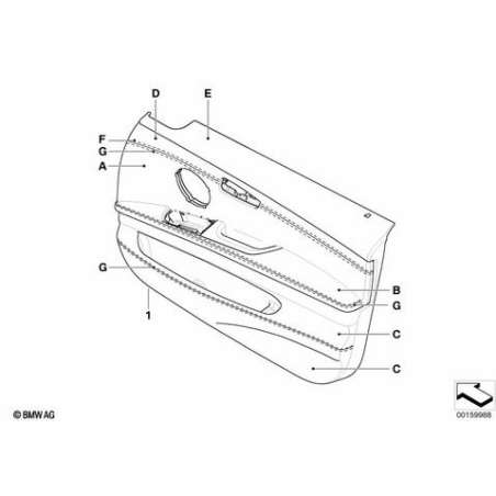 Revetement de porte avant droite cuir