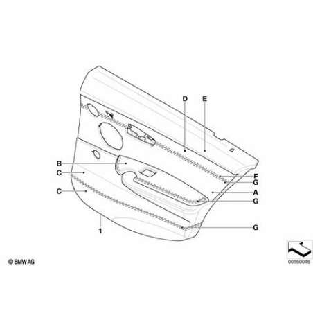 Revetement de porte cuir arriere gauche