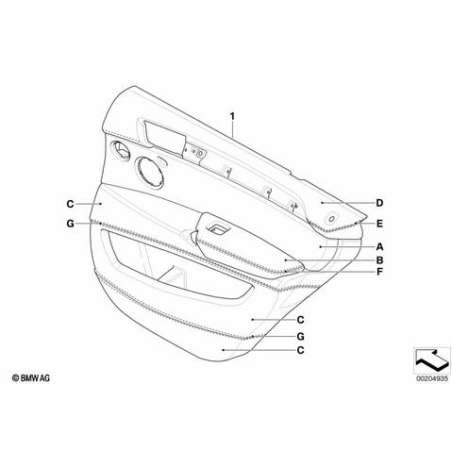 Revetement de porte cuir arriere droit
