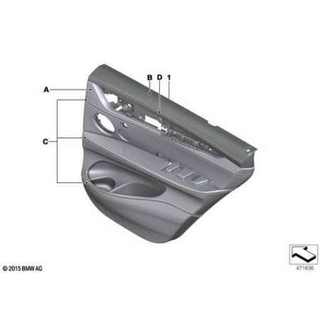 Revetement de porte cuir arriere droit