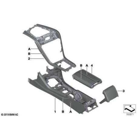 Accoudoir, console centrale cuir