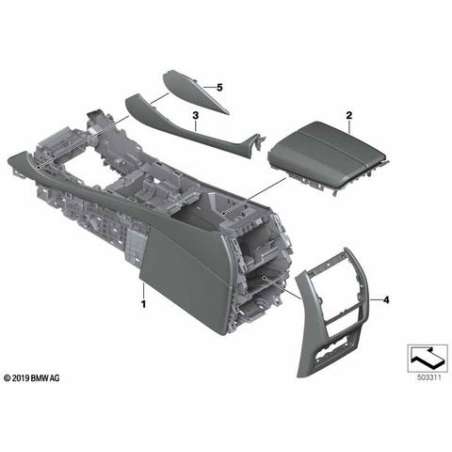 Accoudoir, console centrale cuir